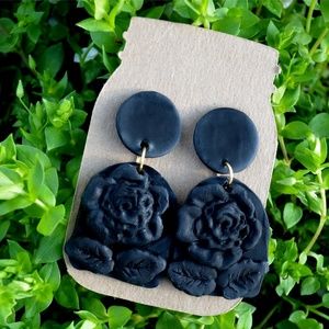 Black Rose Polymer Clay Earrings *The Meredith*